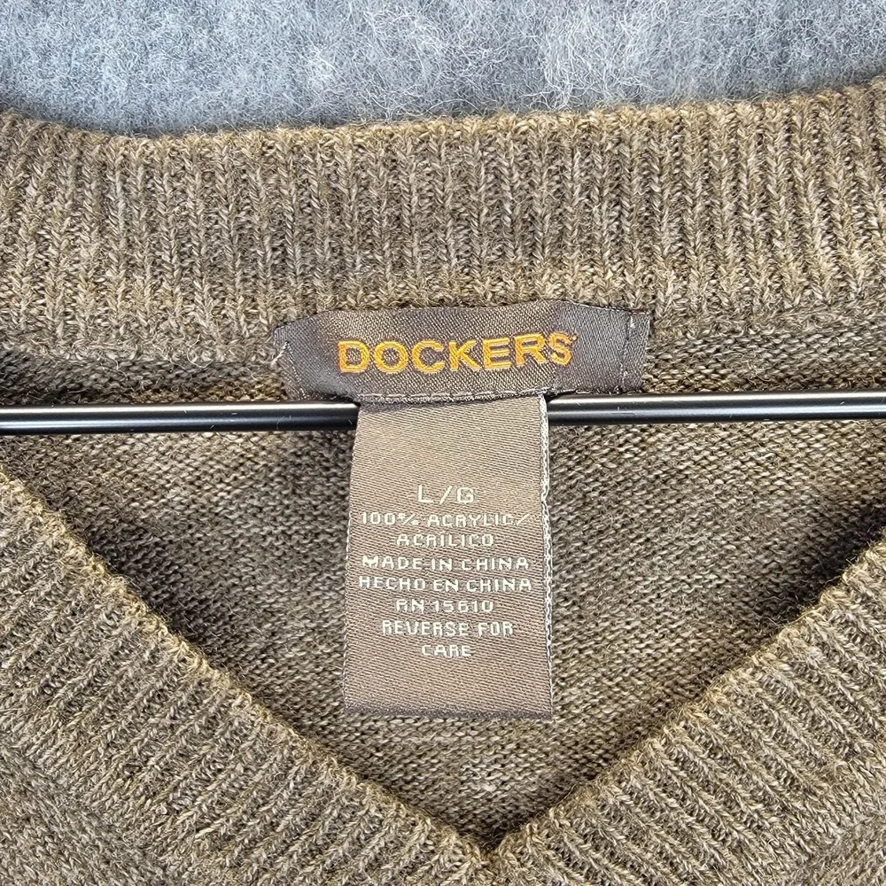 Dockers Sweater Vest Mens L Brown Beige Argyle Knit Pullover Grandpacore Classic